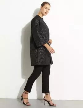 Жаккардовая куртка с анималистичным принтом, черная Kayra