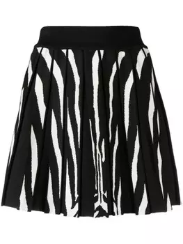 Жаккардовая мини-юбка с зебровым узором Balmain, черный