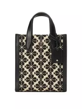 Жаккардовая объемная сумка Mini Manhattan Spade с цветочным принтом kate spade new york, кремовый