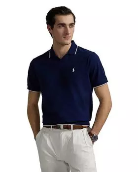 Жаккардовая поло с сетчатыми вставками Polo Ralph Lauren, синий