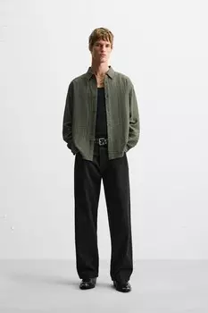 Жаккардовая рельефная рубашка ZARA, хаки