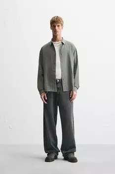 Жаккардовая рельефная рубашка ZARA, серый