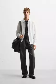 Жаккардовая рельефная рубашка ZARA, устрично-белый