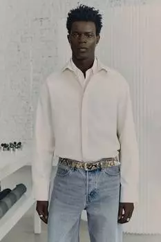 Жаккардовая рубашка H&M, белый