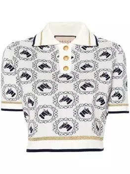 Жаккардовая рубашка поло Equestrian Gucci, бежевый