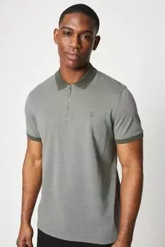 Жаккардовая рубашка-поло на молнии в горошек Burton, зеленый