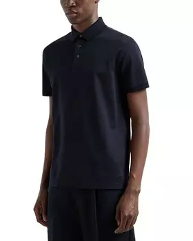 Жаккардовая рубашка-поло с шевроном Emporio Armani, синий
