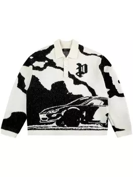 Жаккардовая рубашка поло с узором Purple Brand, белый