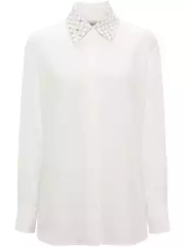 Жаккардовая рубашка с декорированным воротником GOLDEN GOOSE, белый