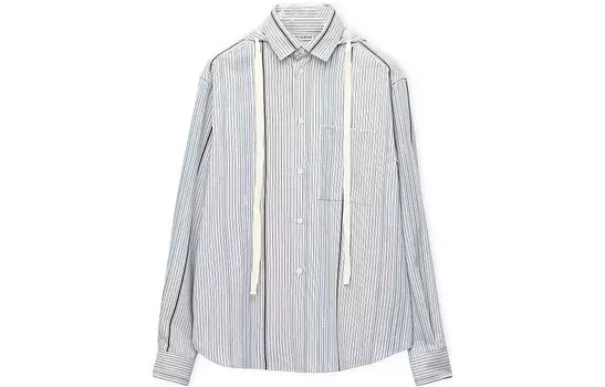 Жаккардовая рубашка с капюшоном из шерсти и хлопка Loewe, светло-голубой