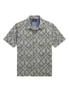 Жаккардовая рубашка с короткими рукавами Ralph Lauren RRL, зеленый