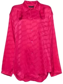 Жаккардовая рубашка с логотипом Balenciaga из сатина, розовый