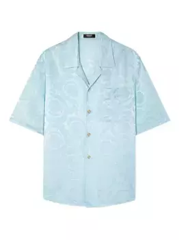 Жаккардовая рубашка с узором Barocco VERSACE, синий