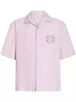 Жаккардовая рубашка с вышитым логотипом ETRO, розовый