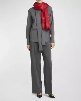 Жаккардовая шаль с логотипом V-Logo из смесовой шерсти Valentino, цвет Rosso V