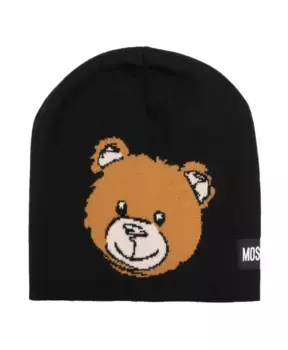 Жаккардовая шапка с логотипом Teddy Bear Moschino, черный