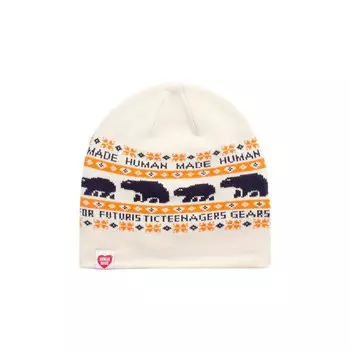 Жаккардовая шапка, сделанная человеком, Белая