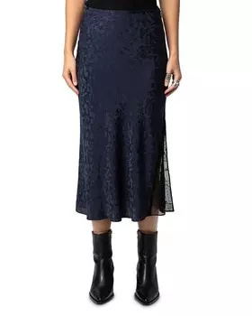 Жаккардовая шелковая юбка Zadig & Voltaire Jayla, синий