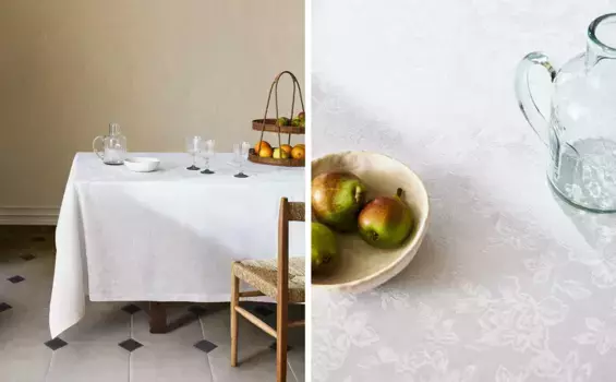 Жаккардовая скатерть с цветочным узором Zara Home, белый