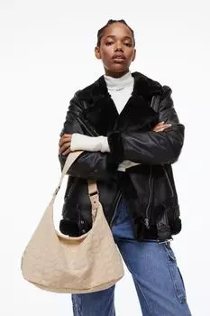 Жаккардовая сумка через плечо H&amp;M, светло-бежевый/узор