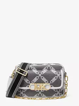 Жаккардовая сумка через плечо Parker Empire с логотипом среднего размера Michael Kors, черный