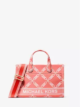 Жаккардовая сумка-мессенджер Gigi Small Empire с логотипом Michael Kors, коралловый