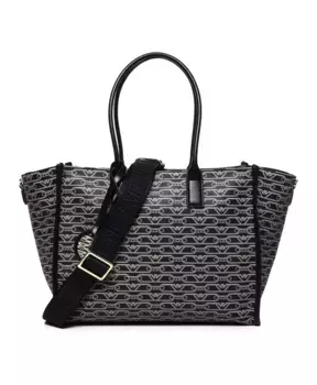 Жаккардовая сумка на плечо с логотипом Emporio Armani, черный