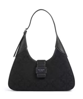 Жаккардовая сумка на плечо Spade Flower из текстиля, мелкозернистой яловой кожи Kate Spade New York, черный