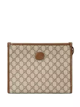 Жаккардовая сумка с монограммой Gucci, бежевый