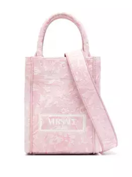 Жаккардовая сумка-тоут Barocco Athena размера мини VERSACE, розовый