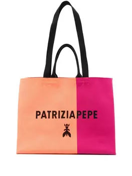 Жаккардовая сумка-тоут Patrizia Pepe с логотипом, фиолетовый