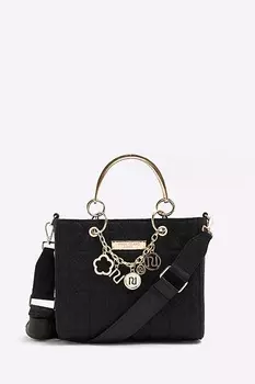 Жаккардовая сумка-тоут с подвесками River Island, черный