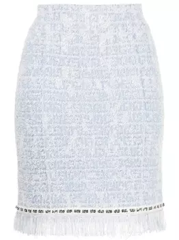 Жаккардовая твидовая юбка с логотипом 4G Givenchy, синий