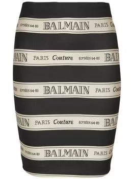 Жаккардовая юбка Balmain, черный