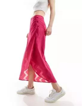 Жаккардовая юбка цвета фуксии Scalpers с пуговицами