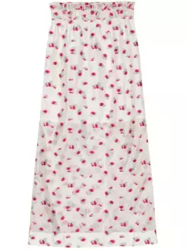 Жаккардовая юбка из органзы с цветочным узором GANNI, белый