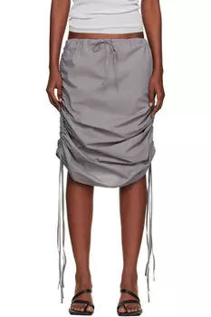 Жаккардовая юбка-макси с поясом Baserange, серый