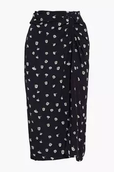 Жаккардовая юбка миди янтарного цвета с цветочным принтом RAG & BONE, черный