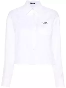 Жаккардовая укороченная рубашка с узором Barocco VERSACE, белый