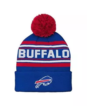 Жаккардовая вязаная шапка Royal Buffalo Bills с манжетами и помпоном для мальчиков и девочек дошкольного возраста Outerstuff, синий