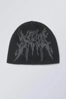 Жаккардовая вязаная шапка Weekday, черный