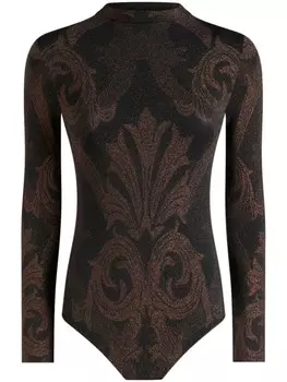 Жаккардовое боди с эффектом металлик ETRO, коричневый