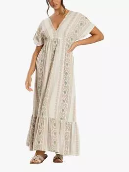 Жаккардовое макси-платье с v-образным вырезом South Beach, разноцветный