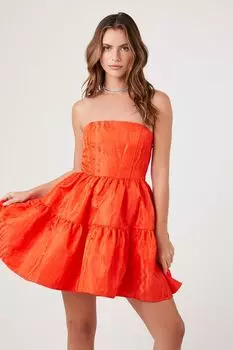Жаккардовое мини-платье без бретелек Forever 21, красный