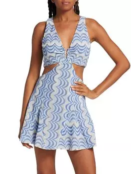 Жаккардовое мини-платье Hana с вырезами Ramy Brook, цвет Misty Blue