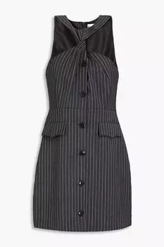 Жаккардовое мини-платье с закрученным передом GANNI, серый