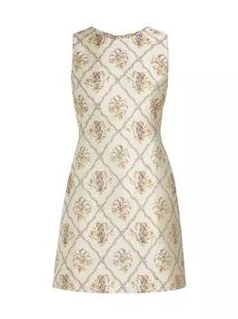 Жаккардовое мини-платье трапециевидной формы Garden Party Etro, белый