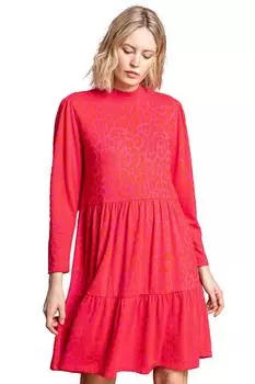 Жаккардовое многоярусное платье с леопардовым принтом Roman, красный