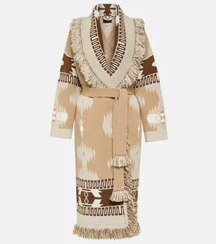 Жаккардовое пальто icon из шерсти Alanui, бежевый