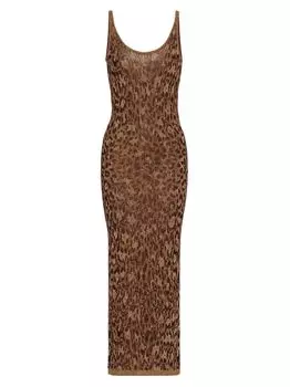 Жаккардовое платье Animalier из хлопка и люрекса Valentino, животный принт